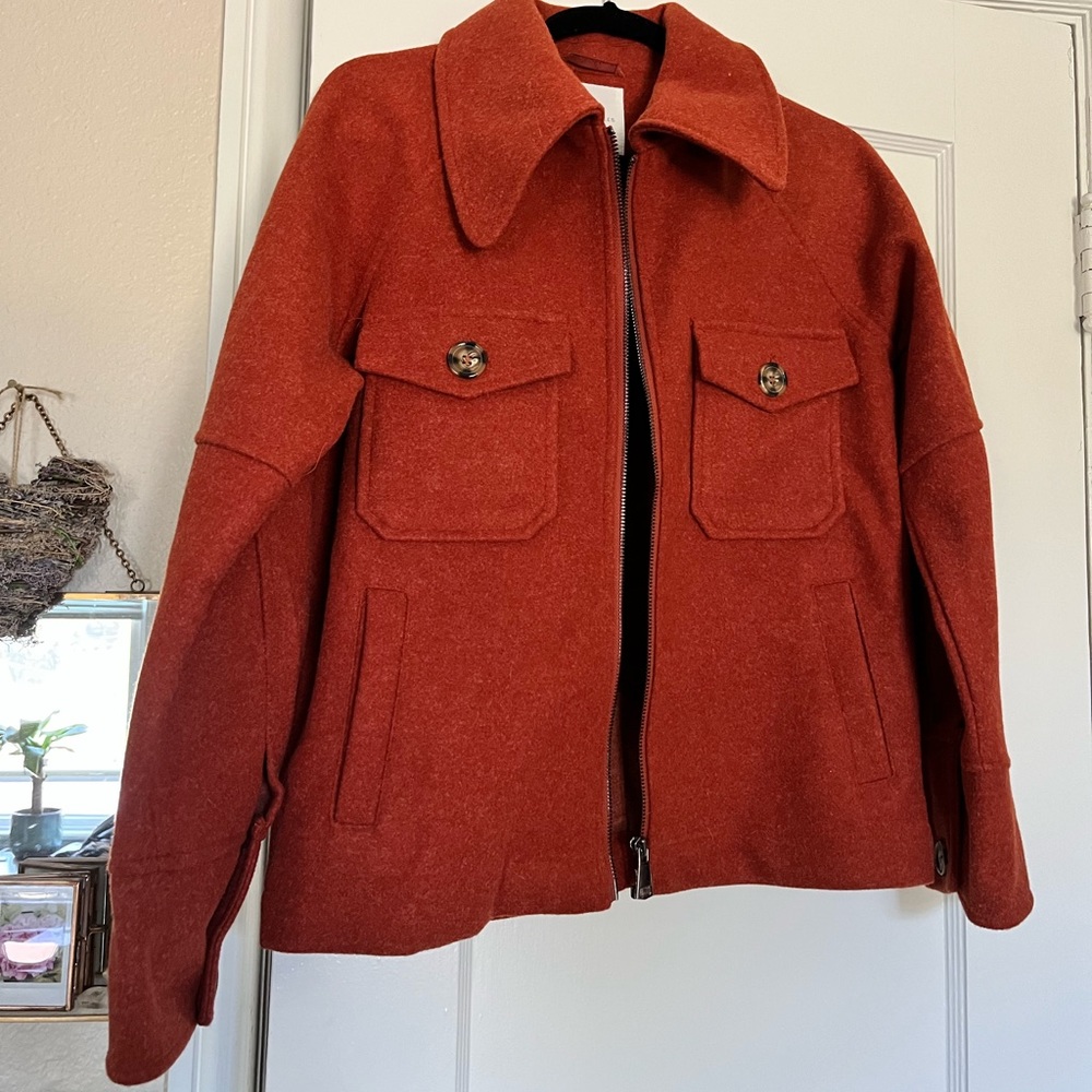 Burnt Orange Anthropologie Jacket.